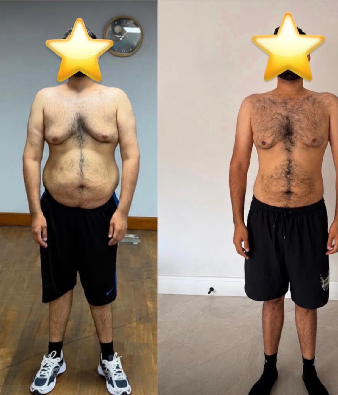 Riaz — before and after, 4kg down in 4 weeks